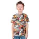Cute Dog Seamless Pattern Background Kids  Cotton T-Shirt
