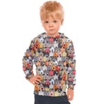 Cute Dog Seamless Pattern Background Kids  Hooded Pullover