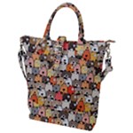 Cute Dog Seamless Pattern Background Buckle Top Tote Bag