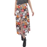 Cute Dog Seamless Pattern Background Velour Split Maxi Skirt