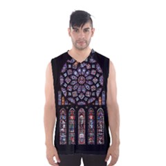 Chartres Cathedral Notre Dame De Paris Stained Glass Men s Basketball Tank Top by Maspions
