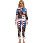 American Eagle Clip Art Womens  Long Sleeve Lightweight Pajamas Set