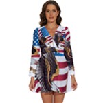 American Eagle Clip Art Long Sleeve V-Neck Chiffon Dress 