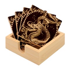 Fantasy Dragon Pentagram Bamboo Coaster Set