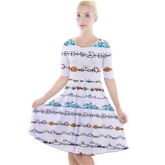 Decoration Element Style Pattern Quarter Sleeve A-line Dress by Hannah976