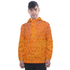 Orange Mosaic Structure Background Men s Front Pocket Pullover Windbreaker by Hannah976