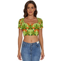 Texture Plant Herbs Herb Green Short Sleeve Square Neckline Crop Top  by Hannah976