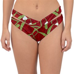 Mistletoe Christmas Texture Advent Double Strap Halter Bikini Bottoms
