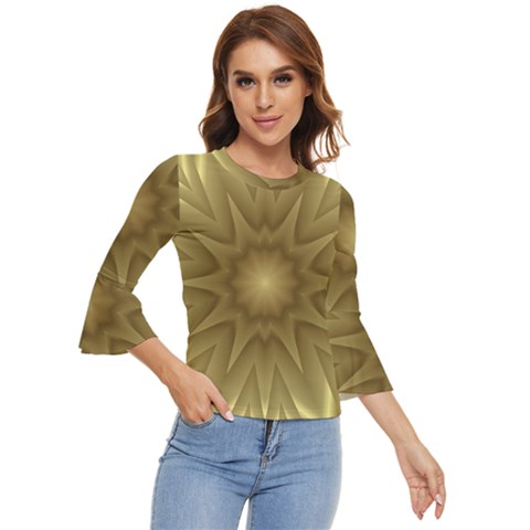 Background Pattern Golden Yellow Bell Sleeve Top by Hannah976