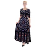 Rosette Cathedral Half Sleeves Maxi Dress