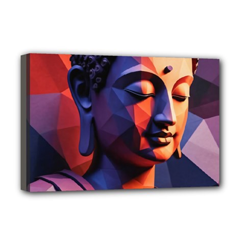 Let That Shit Go Buddha Low Poly (6) Deluxe Canvas 18  X 12  (stretched)