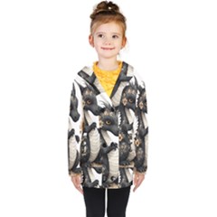 Cute Black Baby Dragon Flowers Painting (7) Kids  Double Breasted Button Coat by 1xmerch