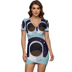 Astronaut Space Astronomy Universe Low Cut Cap Sleeve Mini Dress by Sarkoni