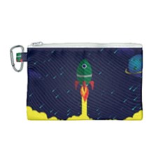 Rocket Halftone Astrology Astronaut Canvas Cosmetic Bag (medium) by Sarkoni