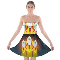 Rocket Take Off Missiles Cosmos Strapless Bra Top Dress by Sarkoni