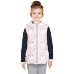 Pattern Pink Cute Sweet Fur Cats Kids  Hooded Puffer Vest by Sarkoni