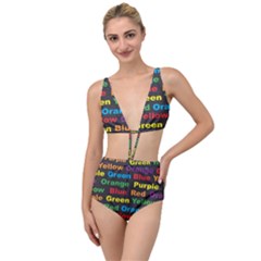 Red Yellow Blue Green Purple Tied Up Two Piece Swimsuit by Sarkoni