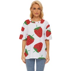 Seamless Pattern Fresh Strawberry Oversized Basic T-shirt by Sarkoni
