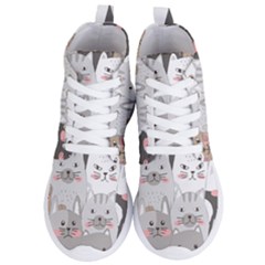 Cute Cats Seamless Pattern Women s Lightweight High Top Sneakers by Sarkoni