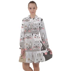 Cute Cats Seamless Pattern All Frills Chiffon Dress by Sarkoni