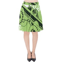 Monster Truck Illustration Green Car Velvet High Waist Skirt by Sarkoni
