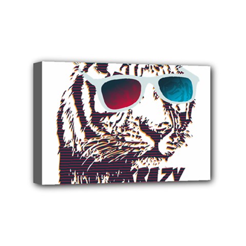 Krazy Katz 3d Tiger Roar Animal Mini Canvas 6  X 4  (stretched) by Sarkoni