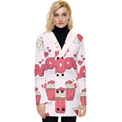 Hand Drawn Valentines Day Element Collection Button Up Hooded Coat 