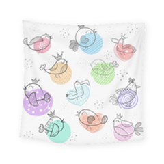 Cartoon Bird Cute Doodle Bird Square Tapestry (small) by Bedest