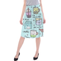 Drinks Cocktails Doodle Coffee Midi Beach Skirt by Apen