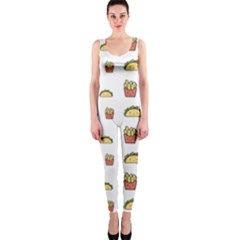 Fries Taco Pattern Fast Food One Piece Catsuit by Apen