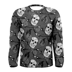 Skull Skeleton Pattern Texture Men s Long Sleeve T-shirt by Apen