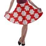 Christmas Snowflakes Background Pattern A-line Skater Skirt