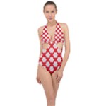 Christmas Snowflakes Background Pattern Halter Front Plunge Swimsuit