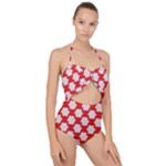 Christmas Snowflakes Background Pattern Scallop Top Cut Out Swimsuit