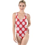 Christmas Snowflakes Background Pattern High Leg Strappy Swimsuit