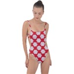 Christmas Snowflakes Background Pattern Tie Strap One Piece Swimsuit