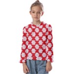 Christmas Snowflakes Background Pattern Kids  Frill Detail T-Shirt