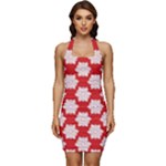 Christmas Snowflakes Background Pattern Sleeveless Wide Square Neckline Ruched Bodycon Dress