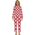 Christmas Snowflakes Background Pattern Womens  Long Sleeve Lightweight Pajamas Set
