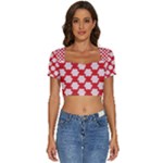 Christmas Snowflakes Background Pattern Short Sleeve Square Neckline Crop Top 