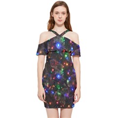 Christmas Lights Shoulder Frill Bodycon Summer Dress by Apen
