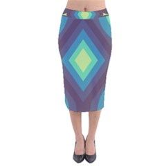 Pattern Blue Green Retro Design Velvet Midi Pencil Skirt