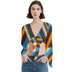 Pattern Triangle Design Repeat Trumpet Sleeve Cropped Top