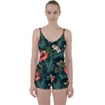 Flowers Monstera Foliage Tropical Tie Front Two Piece Tankini