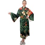 Flowers Monstera Foliage Tropical Maxi Velvet Kimono
