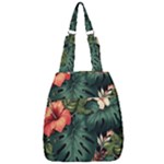 Flowers Monstera Foliage Tropical Center Zip Backpack
