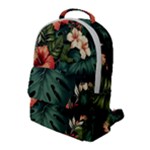 Flowers Monstera Foliage Tropical Flap Pocket Backpack (Large)