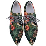 Flowers Monstera Foliage Tropical Pointed Oxford Shoes