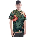 Flowers Monstera Foliage Tropical Men s Polo T-Shirt