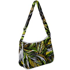 Foliage Pattern Texture Background Zip Up Shoulder Bag by Ravend